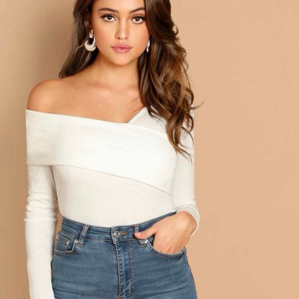 shein white off-the-shoulder sweater